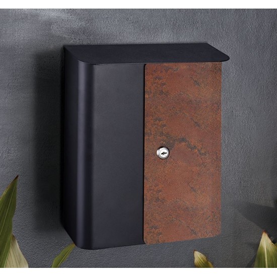 Sylvan Wall Mount Mailbox Rust/Black On Wall or Fence 